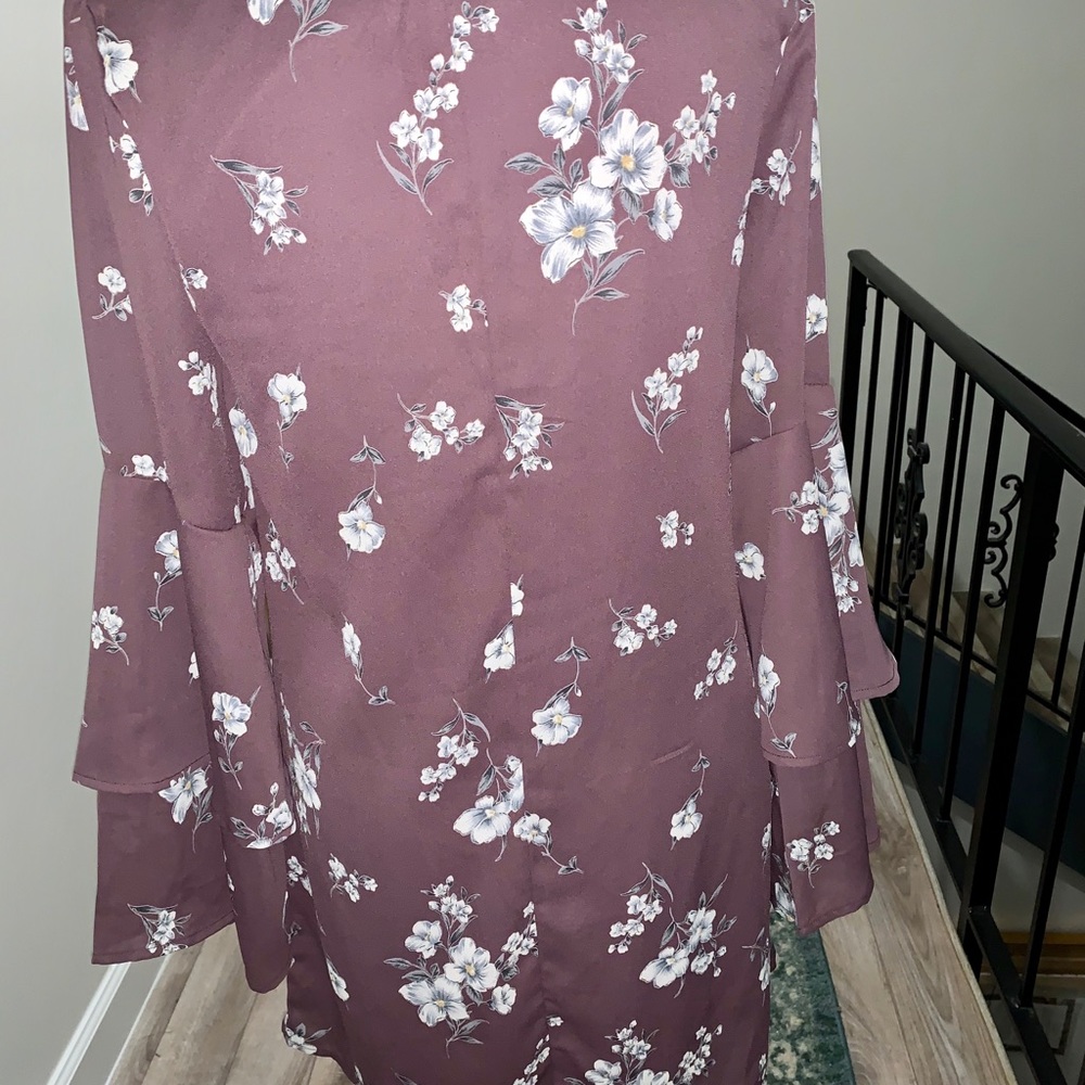 Purple Ruffle Sleeve Floral Mini 💝 - Picture 3 of 8